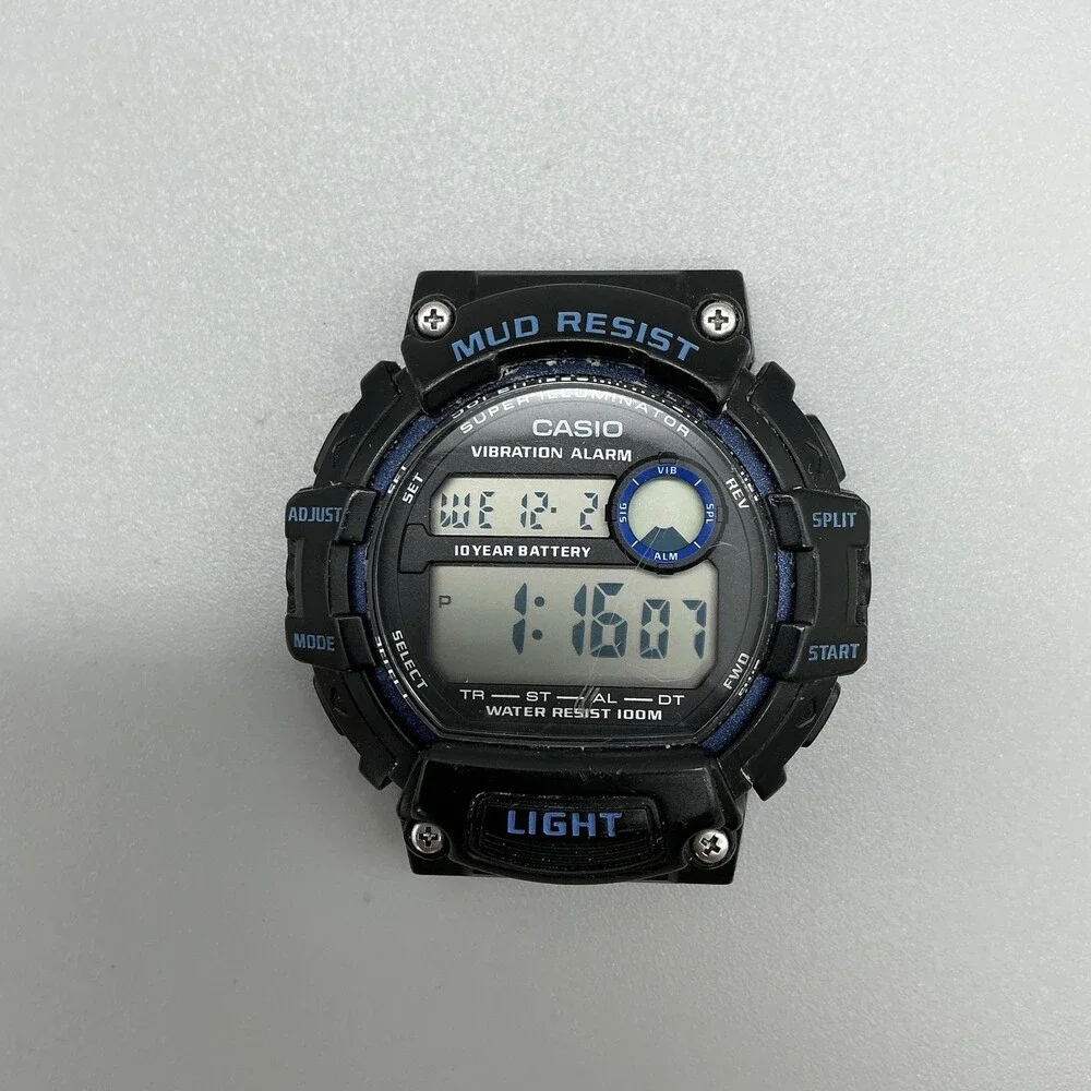 Casio TRT-110H Mens Watch 48mm Digital Black Mud Resist Vibration Alarm 100M WR